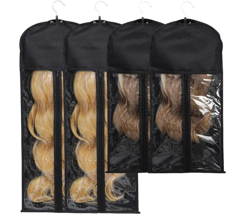 4 packs Wig storage for multiple Wigs Hair Extensions with hanger